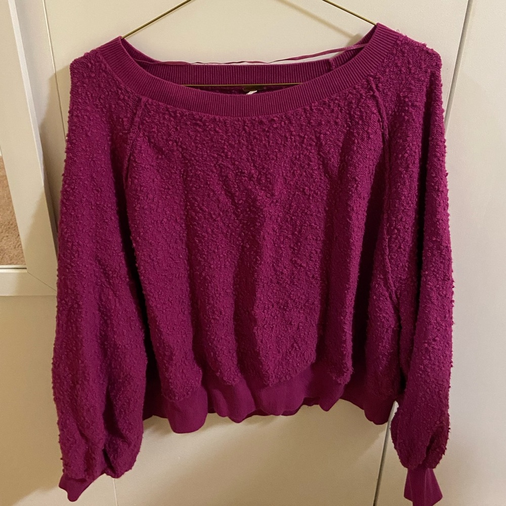 Free People Magenta Off-the-Shoulder Sweater